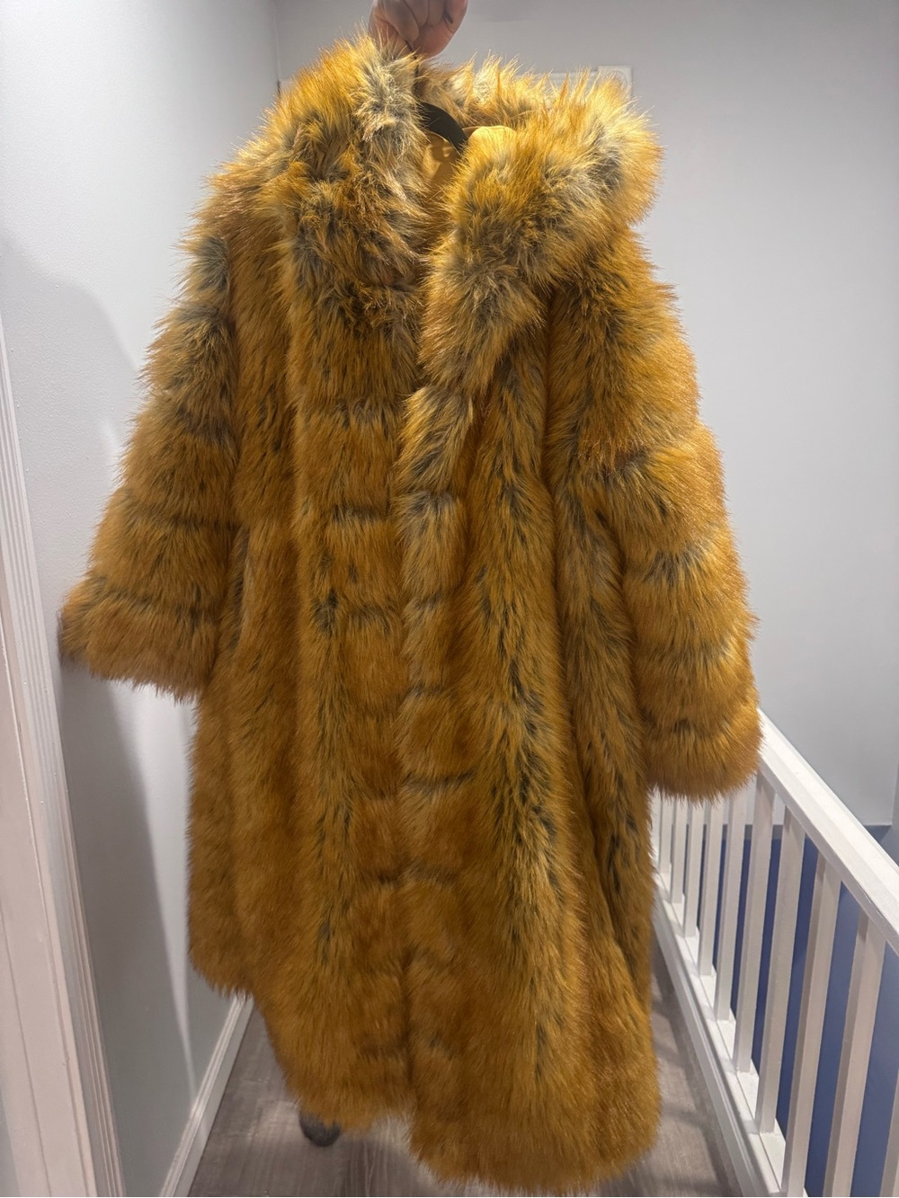 Luxurious Mustard Faux Fur Long Coat - Women's Statement Jacket